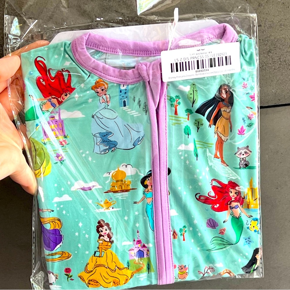 Little Sleepies Disney Princess Bamboo Zippy 12/18 mos NWT